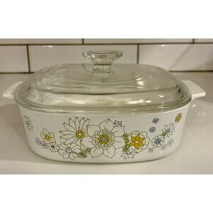 Vintage Corning Ware Floral Bouquet Casserole and Lid 2-Quart